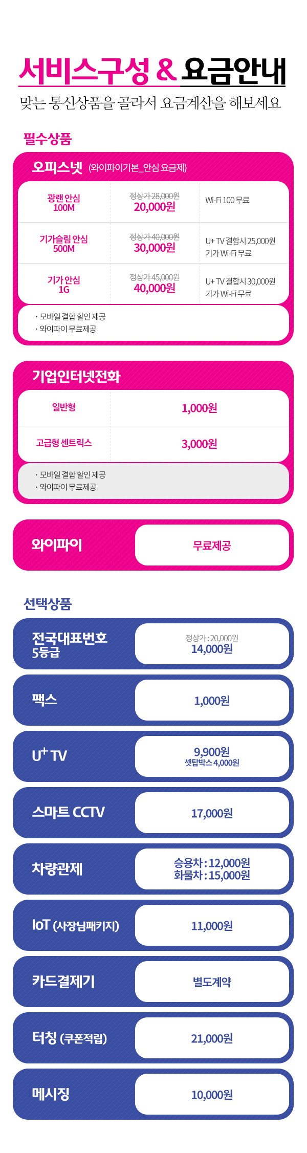 LG유플러스 사장님패키지 서비스구성 & 요금안내