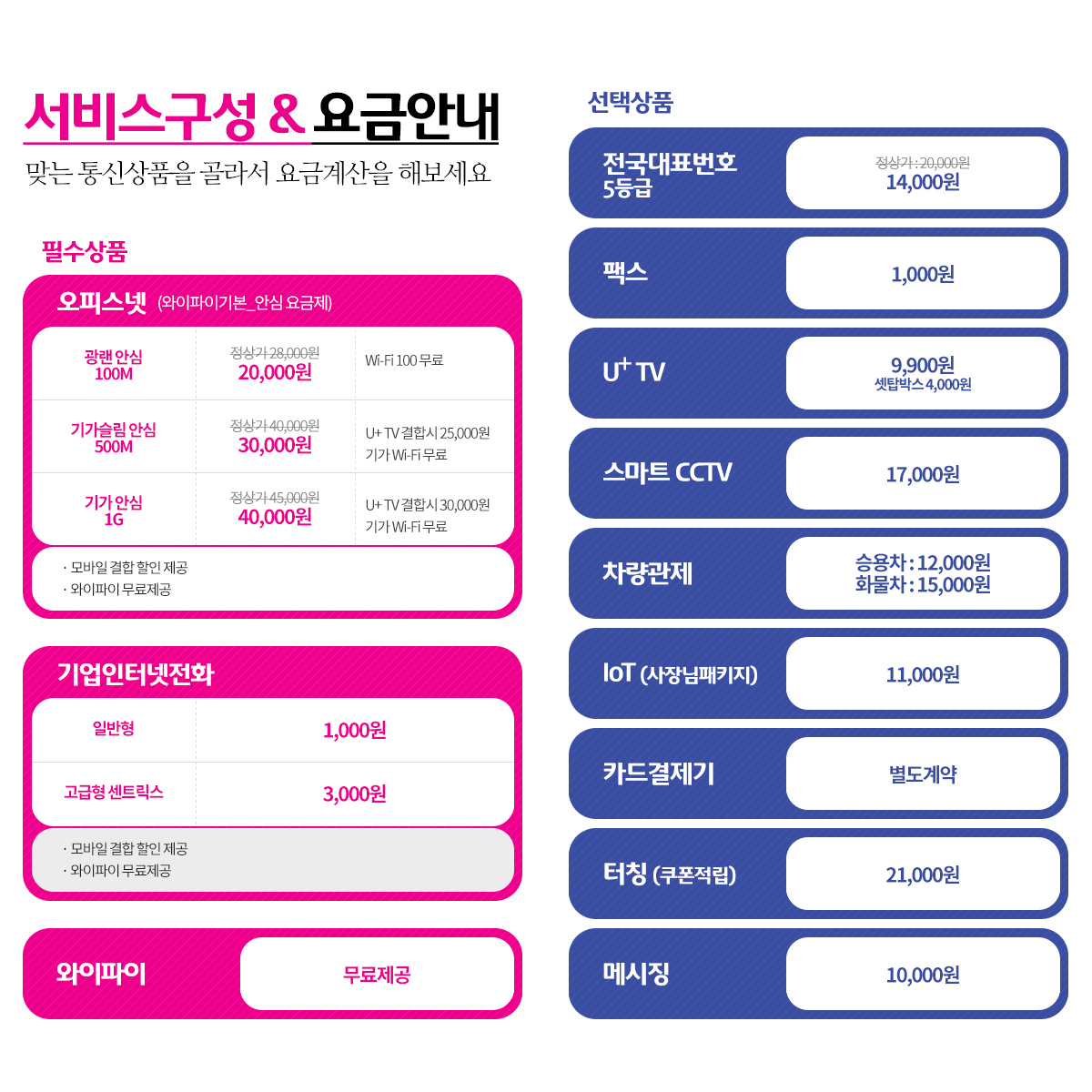 LG유플러스 사장님패키지 서비스구성 & 요금안내
