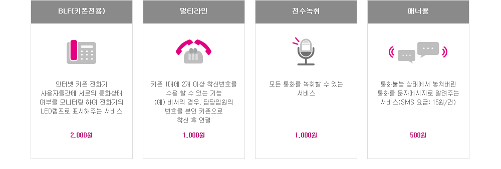 BLF, 멀티라인, 전수녹취, 매너콜